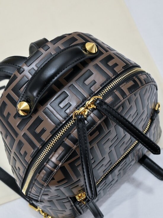 Fendi Zucca Backpack, Brown/Black Leather main image 4
